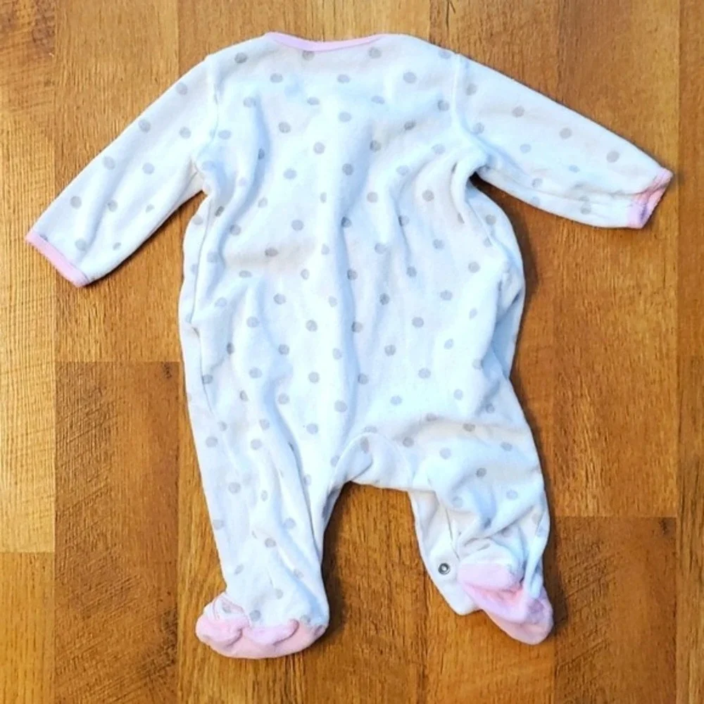Carters Girls 3M Ballet Shoes Terrycloth Polka Dot Snap Footie‎